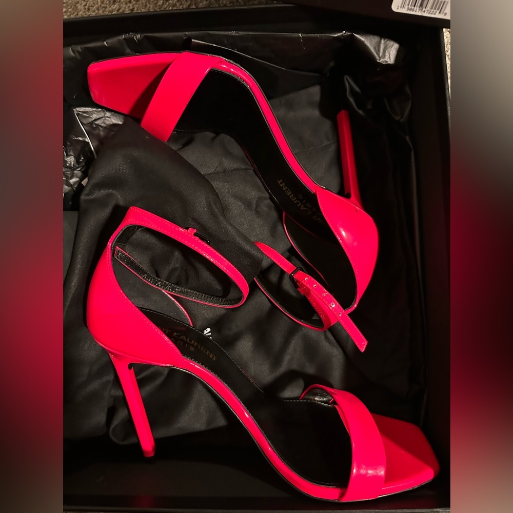 Saint laurent  YSL Neon fluorescent fluro pink heels 36.5